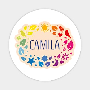 Camila name with colorful leaves Magnet